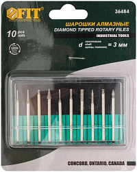 картинка Шарошки алмазные, штифт d3мм (10шт) FIT /36484/ от компании Иж-туд